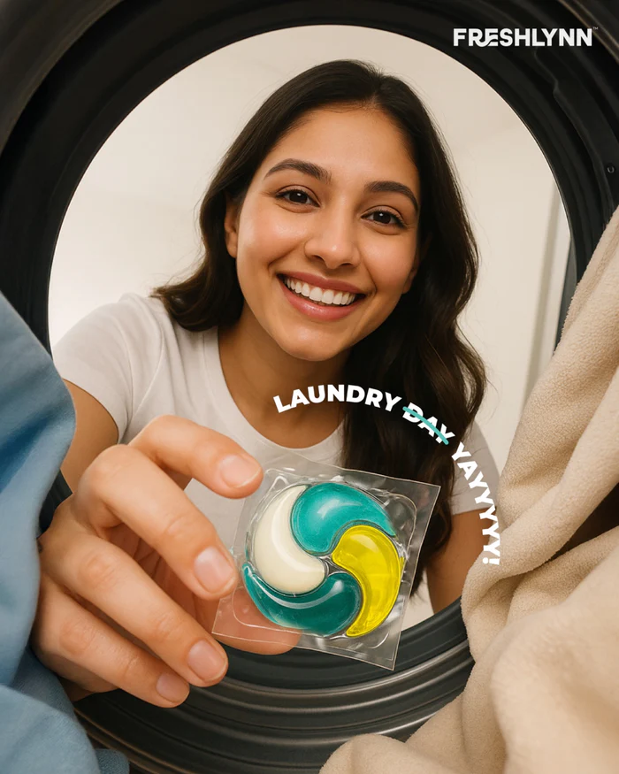 Laundry powder in a bag